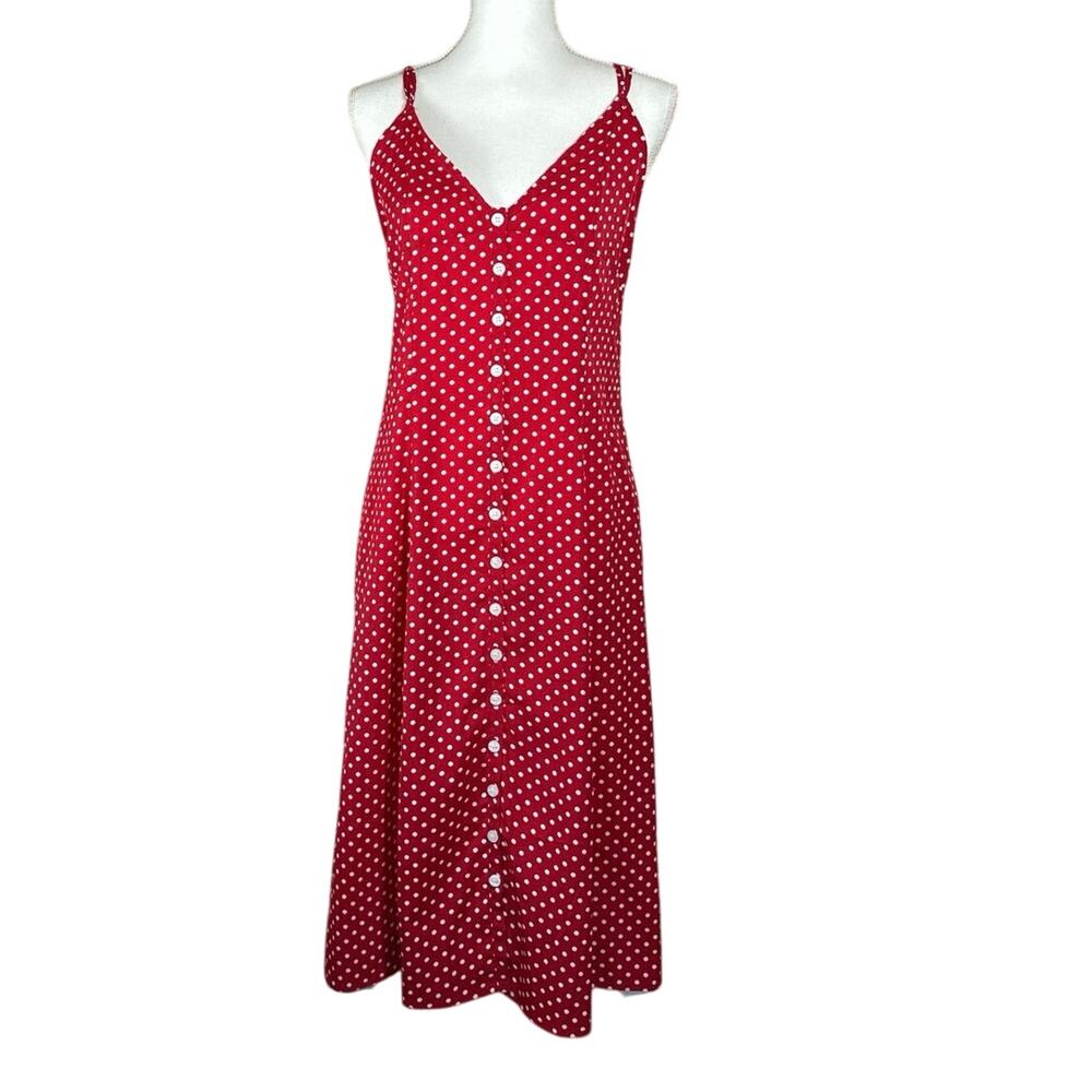 Zaful Red And White Polka Dot Maxi Sundress Size 6
